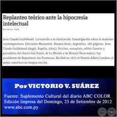 REPLANTEO TERICO ANTE LA HIPOCRESA INTELECTUAL - Por VICTORIO V. SUREZ - Domingo, 23 de Setiembre de 2012